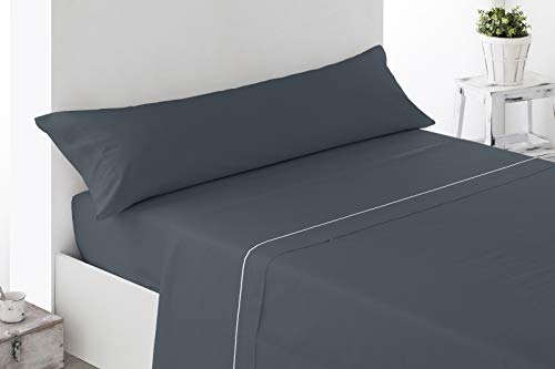 Energy Colors Textil - Hogar Excelente 135 - Juego Sábanas Verano Microfibra Lisa 3 Piezas - Tacto Suave Cama 135 x 200 cm Fabricado España (Gris Oscuro)