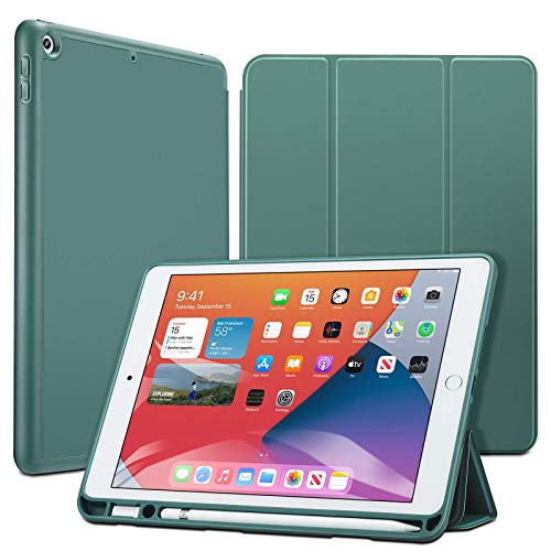 ESR Funda para iPad 8ª y 7ª generación con soporte para lápiz [triple visualización] [función de reposo automático/activación] Serie Rebote, verde bosque