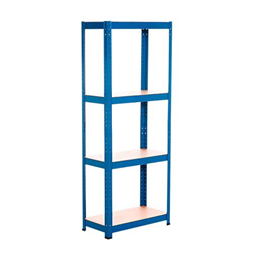 Estantería Azul Metálica Modular con 4 Baldas Ajustables | RDM | Estantería Uso Doméstico | Estantería Multiusos | Dimensiones 148x60x30cm | Aguanta hasta 240Kg