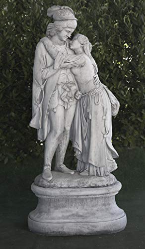 Estatua clásica de Hormigón Romeo y Julieta 62x33x138cm. - Peso: - Peana 70x45x35cm. - Peso: 359Kg. - Figura, Escultura Romana Estilo jardín Ingles. - Hecho en España.