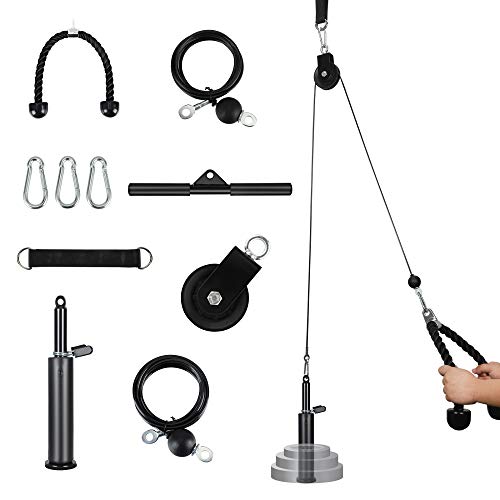 ETE ETMATE Sistema de polea de cable de fitness, DIY polea cuerda casera casera alta tirar hacia abajo brazo fuerza tríceps espesor varilla universal