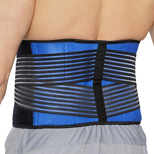 Faja lumbar de neopreno con tiras dobles de compresión - Sujeción para la parte baja de la espalda - Marca Neotech Care (Azul, XXXXL)