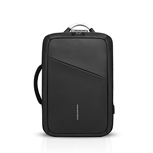 FANDARE Moda Mochila Hombres Laptop USB Charging Port Bolsa de Mano Commuter Estudiante Outdoor Viaje Anti-Theft Rucksack Impermeable Poliéster Negro