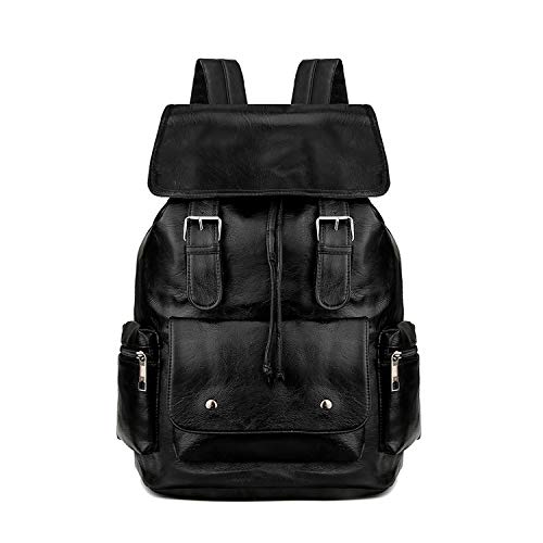 FANDARE Vintage Mochilas College Bolsas Escolares Mochilas y Bolsas Impermeable PU Daypacks Chico Bolsos Mochila para Hombre Mujer Deportes y Aire Libre Senderismo Multiusos Mochila a Diario Negro