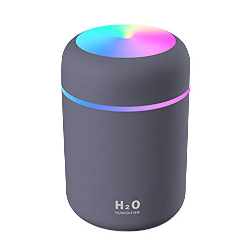 Feloyal Humidificador Mini, Humidificadores Portátil con Alimentación USB, Luz de Noche, Ultra Silencioso 300mL, Apagado Automático, para Hogar, Oficina, Dormitorio (Negro)