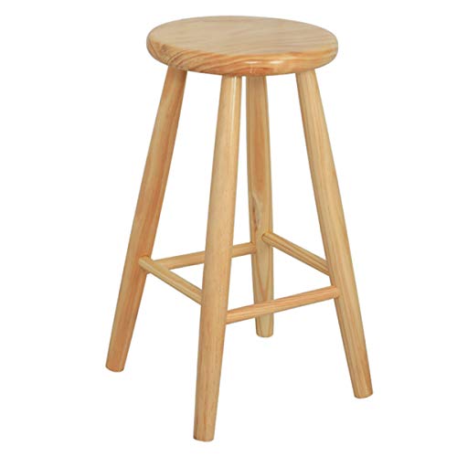 FENGZI Desayuno Asiento Redondo de Madera Taburete de Bar Mostrador de Altura Pub Cocina Café Taburete de Bar sólido, Acabado Natural, 45/55/65/75 cm,75cm(29.53in)