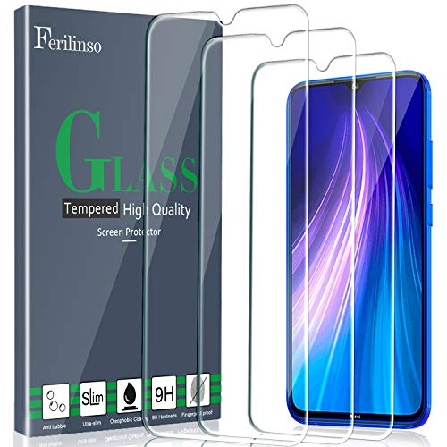 Ferilinso [3 Piezas] Protector de Pantalla para Xiaomi Mi 9 Lite, Redmi Note 8, Redmi Note 7, Redmi 7, Redmi S3, Vidrio Templado, [Compatible con la Funda][2.8d Borde Redondo] [Alta Definición]