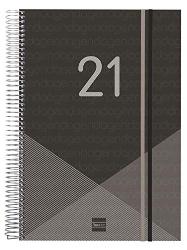 Finocam - Agenda 2021 1 Día página Espiral Year Negro Español - 230 x 297 mm