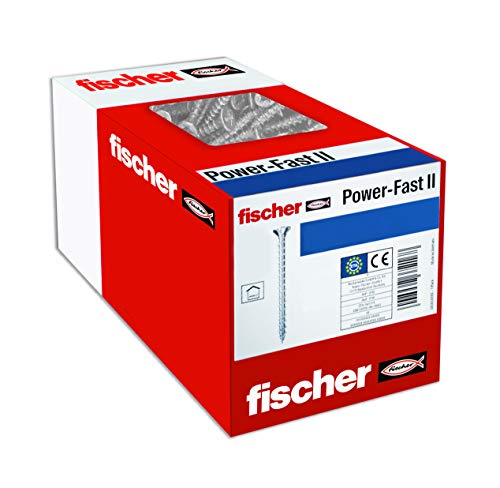 Fischer 670146 FPF II, Tornillos para Madera, Rosca Parcial de 3,5x40, Cincados Caja de 1000 Unidades, Cinc