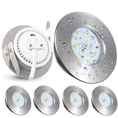 Focos Empotrables LED Kambo, 5W IP44 Para Baño Ultrafino Blanco Neutro 4500K 500LM Ø60-75mm 230V Juego de 4 Para el Baño Sala de Estar Cocina Pasillo Galería Oficina