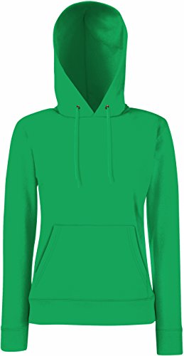 Fruit of the Loom Classic Hooded Sweat Lady-Fit Sudadera con Capucha, Verde (Kelly Green 518), M para Mujer