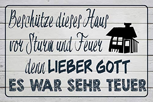 FS Spruch Beschütze Esta casa Antes. Ha Sido Muy Caro. Buddel-Bini Versand - Cartel Decorativo (Metal, 20 x 30 cm), diseño con Texto Metal Sign