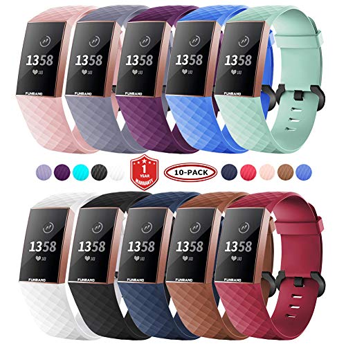 FunBand Correa para Fitbit Charge 3/Charge 4, Edición Especial Soft Silicona Deportes Recambio de Pulseras Ajustable Reemplazo Accesorios para Reloj Fitbit Charge 3/Charge 4