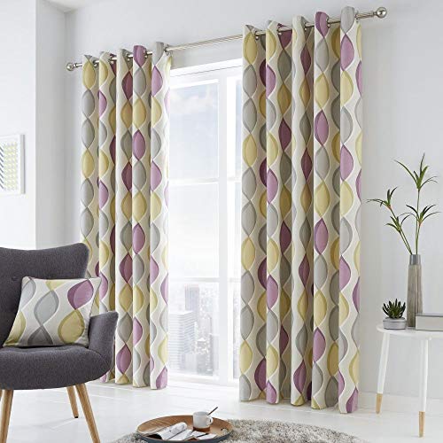 Fusion - Cojín Relleno de algodón, Morado, Curtains: 66" Width x 90" Drop (168 x 229cm)