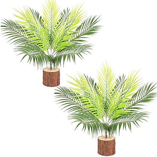 Fycooler - Arbustos artificiales de palmera tropical artificial de 50 cm, con 9 tallos de palma para decoración del hogar, cocina, dormitorio, fiesta, selva, decoración de boda (2 unidades)