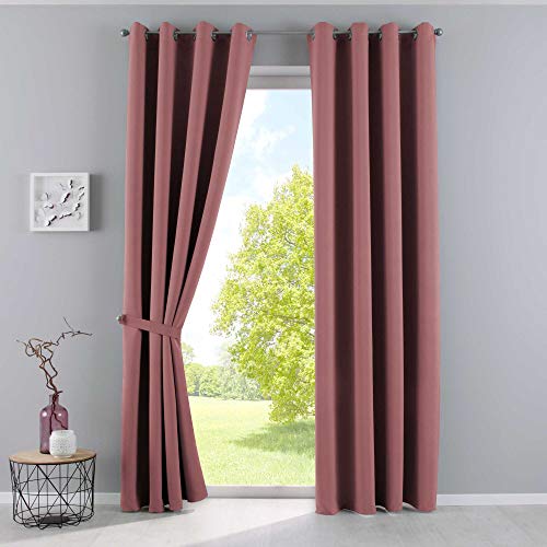 Gardinenbox Newyork 201920600-2 - Cortinas Opacas (100% poliéster, 225 x 140 cm), Color Rosa