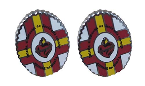 Gemelolandia | Pack 2 Pins de Solapa Detente de Bala Carlista Sagrado Corazón de Jesus 17x13mm | Pines Para las Camisas, Chaquetas, Americanas o Jerséis | Detalles Para Regalos