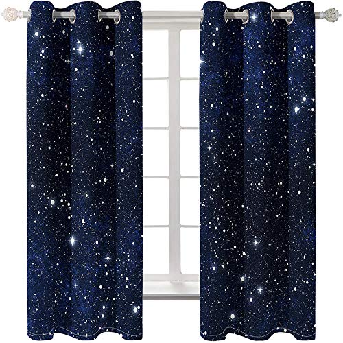 Generic Brands Cortinas Opacas con Ojales para Dormitorio salón Oficina Cortinas aislantes térmicas -Cielo Estrellado 140 cm Ancho x 245 cm Altura