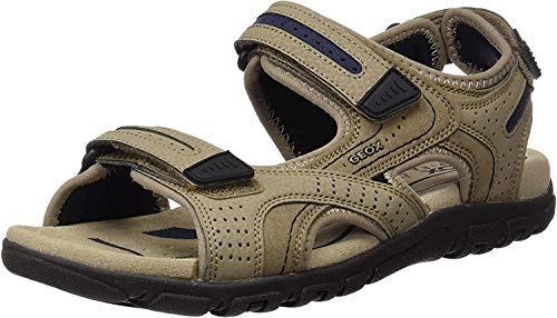 Geox UOMO Sandal Strada D, Sandalia con Pulsera Hombre, Beige (Sand/Navy), 43 EU