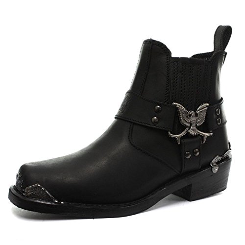 GRINDERS Botas DE Cuero Molinos Eagle Low Negro FABRICACION Y Western Estilo Biker 42