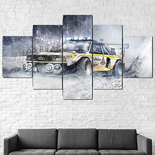 GSDFSD So Crazy Art - Coche de Rally Quattro S1 Decoracion De Pared 5 Piezas Modernos Mural Fotos para