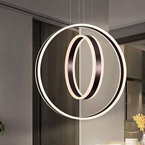 GYC Atenuación Control Remoto Lámpara Colgante LED Moderno 2 Anillos Aluminio Hierro Altura Ajustable Araña Personalidad Sala de Estar Comedor Estudio Dormitorio Loft Bar Lám