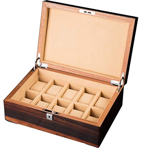 HAILIZI Caja de colección de relojes 10-Slot Caja de almacenamiento caja de la pantalla con cierre desmontable Mat joyería cajas de regalo Tamaño de la pantalla Caso Con recuerdo: 31.5x21.8x12cm