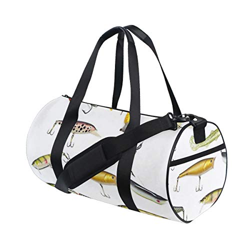 HARXISE Bolsa de Viaje，Cebo de Aparejos de Pesca para atrapar trampas Atrapar Animales acuáticos Diseño de moluscos,Bolsa de Deporte con Compartimento para Sports Gym Bag