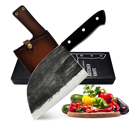 Hef Camping Serbia Cuchillo De Carnicero Caja De Regalo Cubierta Vaina Forjado Hecho A Mano De Acero Con Revestimiento De Cocina Cleaver Amplio Cuchillo (Color : 3 Pcs set)