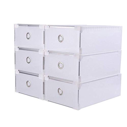 HHORD 6 Cajones de plástico/Caja de Almacenamiento de Zapatos portátil Organizador apilable Transparente Plegable Transparente (Cajón),22x34x13cm