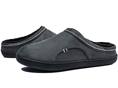 Hombre Zapatillas de Casa Antideslizantes Espuma de Memoria Invierno Pantuflas Interiores y Exteriores, Talla 39-50 (45/46 EU, Gris Oscuro, 45)