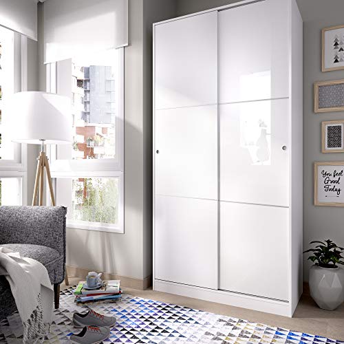 HOMEKIT Armario 2 Puertas correderas, Blanco Brillo, 100x204x50cm