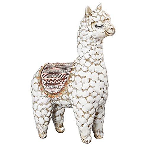 Homoyoyo Estatuilla de Alpaca Miniatura Resina Decorativa Lindo Animal Figuras Coleccionables Mesa Centro de Mesa para La Decoración del Hogar de La Oficina Regalos 16. 3X13cm