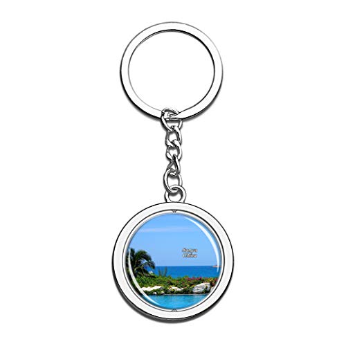 Hqiyaols Keychain China Sanya Cristal Girar Acero Inoxidable Llavero Viajes Ciudad Recuerdo Llavero