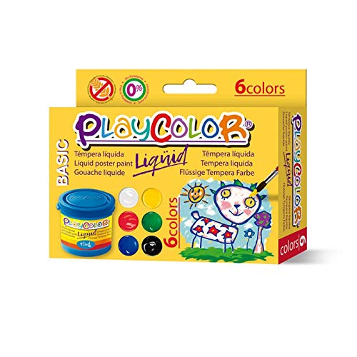 Instant Gouache Témpera Playcolor Liquid 40ml 6 Colores, Variados, 6 (19931)