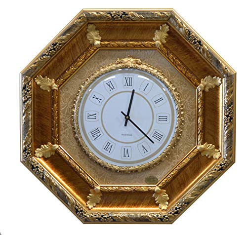 ITALIA CORNICI Wall Clock Reloj de pared clásico de cuarzo Marco de madera Decoraciones Salón Dormitorio Casa, Regalo de Navidad original Cumpleaños Hecho en Italia Diámetro 30 cm Dimensiones 65x65 cm