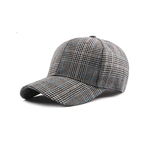 iTemer 1 Pieza de Moda de Tela Escocesa de Ancho a lo Largo de la Gorra de béisbol Gorra Visera señoras Sombrero Casual Gris Oscuro 55-61cm