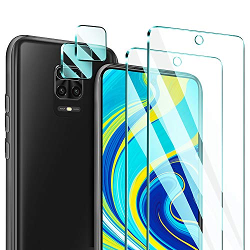 ivencase [2 Piezas Protector de Pantalla para Xiaomi Redmi Note 9 Pro con [2 Piezas] Protector de Lente de Cámara, Cristal Templado Vidrio Templado para Xiaomi Redmi Note 9s/Redmi Note 9 Pro