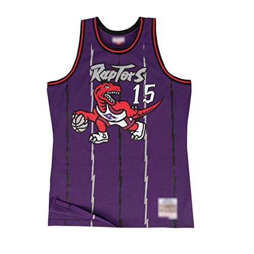 JIEBANG Camisetas De Baloncesto para Hombre,CǎRtěr 15# Rǎptores Bordado Swingman Transpirable Y Desgaste Ventilador Resistente a La Camiseta,90s Ropa De Hip Hop para Fiesta Purple-S