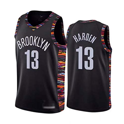 JIEBANG Camisetas De Baloncesto para Hombre,Hǎrděn 13# Něts Bordado Swingman Transpirable Y Desgaste De La Camiseta Resistente a Los Fanáticos,90s Ropa De Hip Hop para La F Black-L