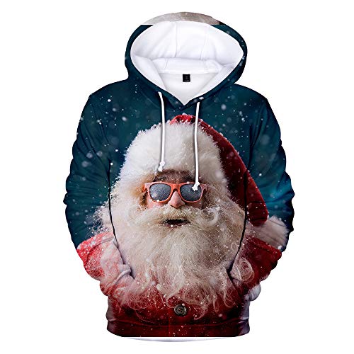 JlLianT Hombre Sudaderas con Capucha Divertida Hoodie con Mangas Largas Unisex Streetwear Sudadera Deportiva con Cordón Navidad