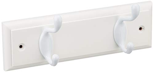 keypak OL910024 Perchero de Pared de 2 Ganchos, Madera, Blanco, 2 Hook