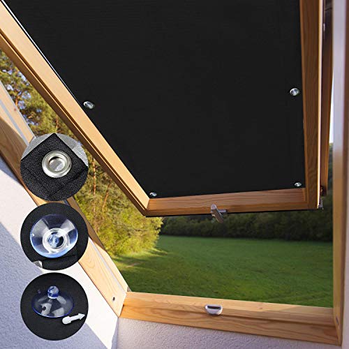 KINLO Protección Solar térmica para Ventanas detecho Protección térmica para Interiores sin taladrar y sin Pegamento Gran selección para Ventanas Velux Y85 y 085-96 x 100cm - Negro