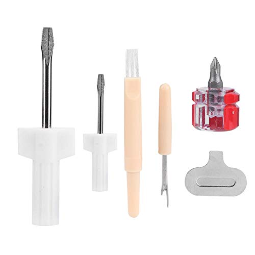 Kit de reparación de máquina de coser 5 piezas Herramienta de servicio/reparación de overlock y servidor de máquina de coser Incluye destornillador, extracción de rosca, destornillador plano y cepillo