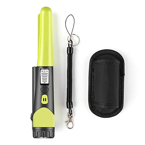 KKmoon Detector de Metales Portátil, Pinpointer 360° Detector de Metales Impermeable con Indicador LED de un Botón, Detector de Oro con Funda Tejida (Amarillo)