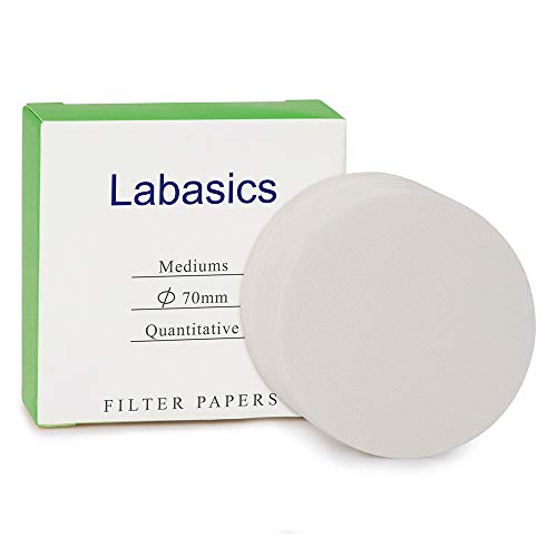 Labasics Círculos de Papel de Filtro Cuantitativo, Papel de Filtro de Celulosa de 70 mm de Diámetro con Velocidad de Filtración Media de Retención de Partículas de 20 Micrones, Paquete de 100