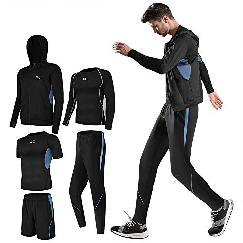 Lachi Juego de 5 piezas de entrenamiento para hombre ropa de gimnasio para correr