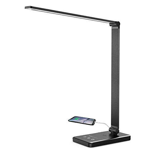 Lacmisc Lámpara Escritorio LED, Flexo de Escritorio, Lámparas de Mesa USB Regulable (5 Modos,10 Niveles de Brillo,Temporizador de 30/60min) Lámpara de Mesa,Lámpara de Oficina