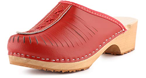 Ladeheid Zuecos de Madera Crocs Sandalias Chanclas Zapatos Verano Mujer LAFA036 (Rojo, 38 EU)