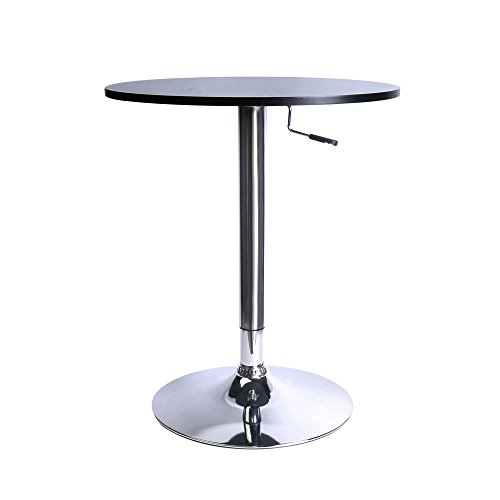 Leader Accessories Mesa de Bar, Regulable en Altura 70-91 cm, 360 Grados Giratorio, Hecho de MDF, para Cocina, Bar, Negro